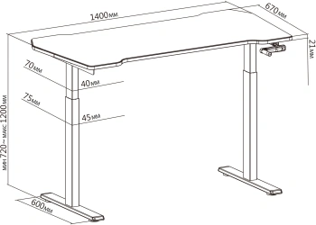 Стол для компьютера Cactus  CS-MDL-BK