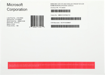 ПО Microsoft Windows Server Std 2022 Eng 1pkDSP OEI 4Cr NoMedia/NoKey(POSOnly)AddLic (P73-08441)