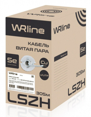 Кабель информационный WRline WR-UTP-4P-C5E-LSZH-GY кат.5E UTP 4 пары 24AWG LSZH внутренний 305м серый