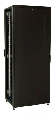 Шкаф коммутационный WRline (WR-TT-3266-AS-RAL9004) напольный 32U 600x600мм пер.дв.стекл задн.дв.стал.лист 2 бок.пан. направл.под винты 800кг черный 510мм 1610мм IP20 сталь