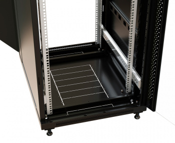 Шкаф коммутационный WRline (WR-TT-3266-AS-RAL9004) напольный 32U 600x600мм пер.дв.стекл задн.дв.стал.лист 2 бок.пан. направл.под винты 800кг черный 510мм 1610мм IP20 сталь