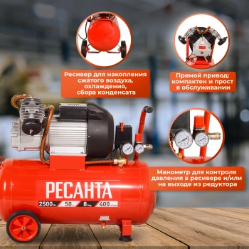 Компрессор поршневой Ресанта КП-50/400М