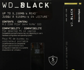 Накопитель SSD WD S PCIe 4.0 x4 1TB WDS100T3X0E