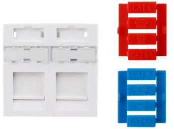 Вставка Hyperline SIP3-2K-M45-45 со шторкой 45x45 2xKeystone пластик белый