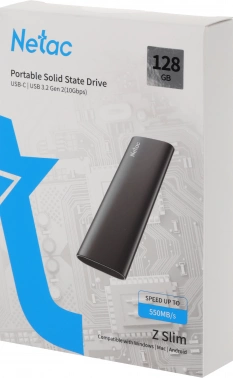 Накопитель SSD Netac USB-C 128GB NT01ZSLIM-128G-32BK