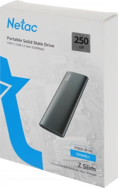 Накопитель SSD Netac USB-C 250GB NT01ZSLIM-250G-32BK