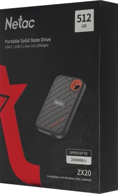 Накопитель SSD Netac USB-C 512Gb NT01ZX20-512G-32BL