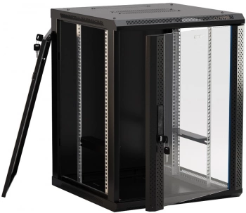 Шкаф коммутационный Hyperline (TWB-2766-GP-RAL9004) настенный 27U 600x600мм пер.дв.стекл 2 бок.пан. 60кг черный 520мм 49.9кг 180град. 1304мм IP20 сталь