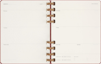 Еженедельник Moleskine SPIRAL XL 204х252мм недатир. обложка картон 200стр. спираль бордовый