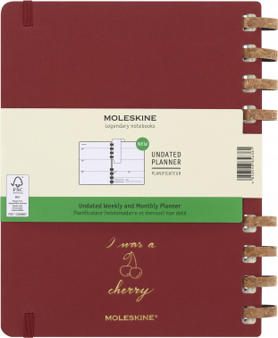 Еженедельник Moleskine SPIRAL XL 204х252мм недатир. обложка картон 200стр. спираль бордовый