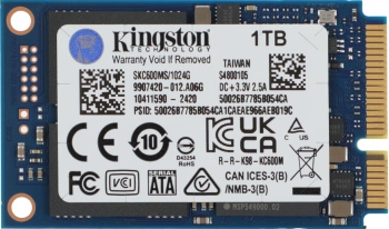 Накопитель SSD Kingston mSATA 1Tb SKC600MS/1024G