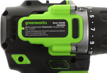 Дрель-шуруповерт Greenworks GD24DD90