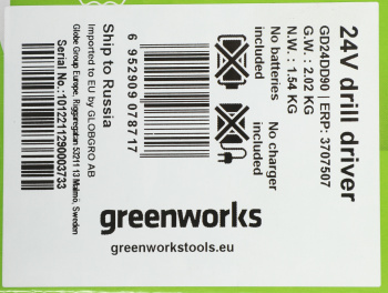 Дрель-шуруповерт Greenworks GD24DD90