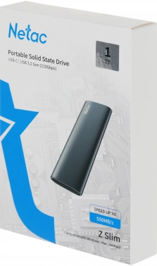 Накопитель SSD Netac USB-C 1TB NT01ZSLIM-001T-32BK