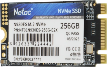 Накопитель SSD Netac PCIe 3.0 x2 256GB NT01N930ES-256G-E2X