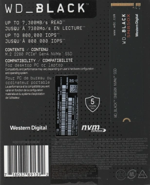 Накопитель SSD WD PCIe 4.0 x4 1TB WDS100T2X0E