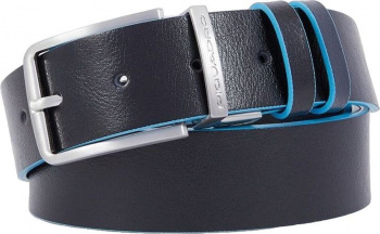 Ремень мужской Piquadro Blue Square CU6280B2/NBL 125х3.5см черный/синий натур.кожа