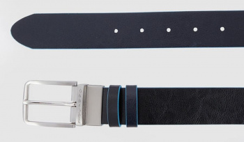 Ремень мужской Piquadro Blue Square CU6280B2/NBL 125х3.5см черный/синий натур.кожа