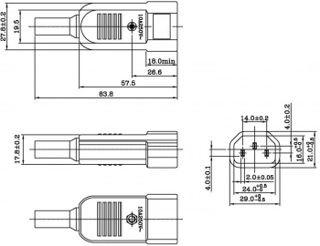 Вилка Hyperline CON-IEC320C14 черный
