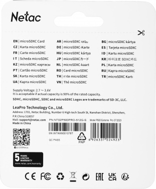 Флеш карта microSDXC 512GB Netac  NT02P500PRO-512G-S