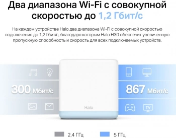 Бесшовный Mesh роутер Mercusys Halo H30(2-pack)