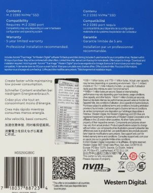 Накопитель SSD WD PCIe 3.0 x4 250GB WDS250G3B0C