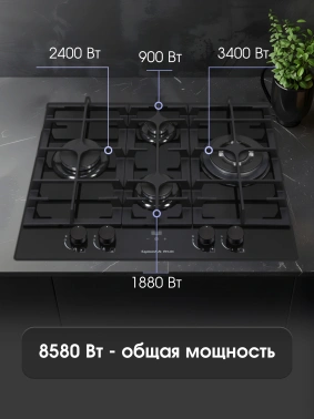 Газовая варочная поверхность Zigmund & Shtain Style MN 195.61 B