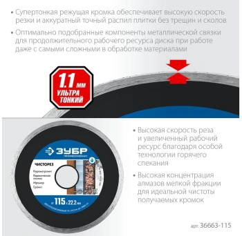 Диск отрезной Зубр 36663-115