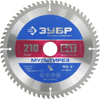 Диск пильный по алюм./дер./ЛДСП Зубр 36907-210-30-64_z01