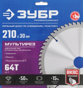 Диск пильный по алюм./дер./ЛДСП Зубр 36907-210-30-64_z01