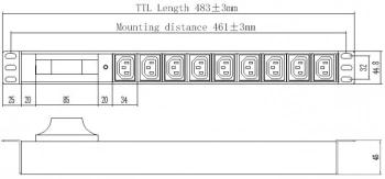 Блок распределения питания Powercom  PDU-16AH9-9C3-1P-C20