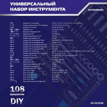 Набор инструментов Autovirazh AV-212108