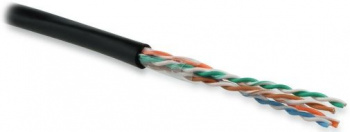 Кабель информационный Hyperline UUTP4-C5E-S24-OUT-PE-BK-100 кат.5E UTP 4 пары 24AWG PE внутренний 100м черный