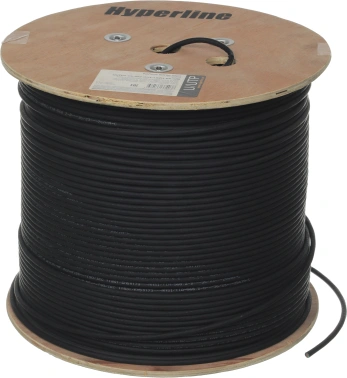 Кабель информационный Hyperline UUTP4-C6-S23-OUT-LSZH-BK-500 кат.6 UTP 4 пары 23AWG LSZH внутренний 500м черный