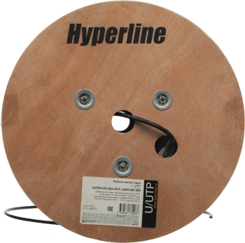 Кабель информационный Hyperline UUTP4-C6-S23-OUT-LSZH-BK-500 кат.6 UTP 4 пары 23AWG LSZH внутренний 500м черный