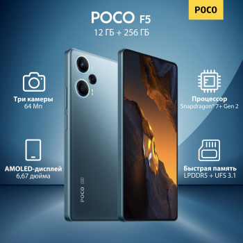 Смартфон Xiaomi Poco F5 256Gb 12Gb синий моноблок 3G 4G 2Sim 6.67