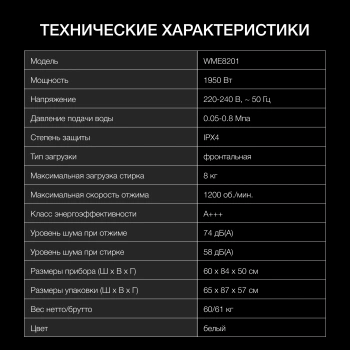 Стиральная машина Hyundai WME8201