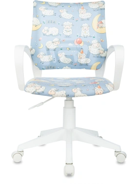 Кресло детское Бюрократ BUROKIDS 1 W голубой овечки крестов. пластик пластик белый