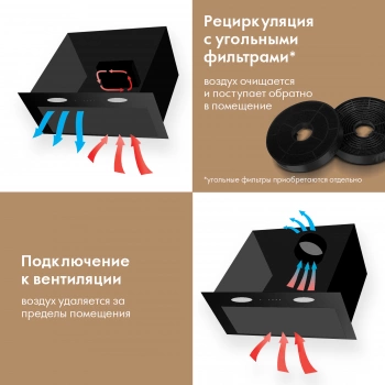 Вытяжка встраиваемая Domfy DM6036BB BG