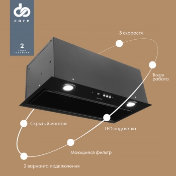 Вытяжка встраиваемая Domfy DM6036BB BG