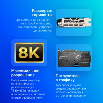 Видеокарта MSI PCI-E 4.0  RTX 4060TI GAMING X 8G