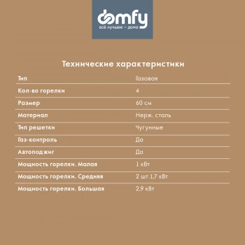 Газовая варочная поверхность Domfy DM6430GH IX