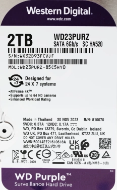 Жесткий диск WD SATA-III 2TB  WD23PURZ