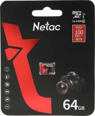 Флеш карта microSDXC 64GB Netac  NT02P500PRO-064G-S