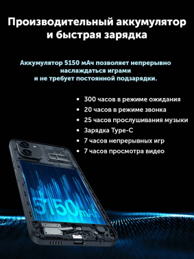 Смартфон Umidigi G1 Max 128Gb 6Gb голубой моноблок 3G 4G 2Sim 6.52