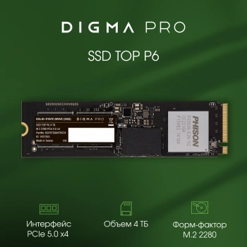 Накопитель SSD Digma Pro PCIe 5.0 x4 4TB DGPST5004TP6T4