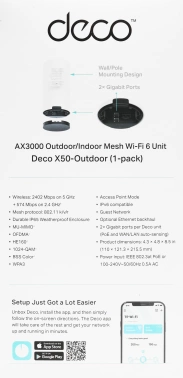 Бесшовный Mesh роутер TP-Link Deco X50-Outdoor(1-pack)
