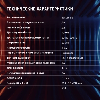 Наушники с микрофоном Оклик HS-L355G
