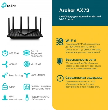 Роутер беспроводной TP-Link Archer AX72
