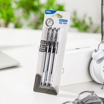 Набор ручек гелев. Deli Daily E6600S-MT-BK